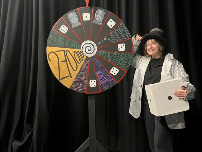 Chloe spinning the wheel
