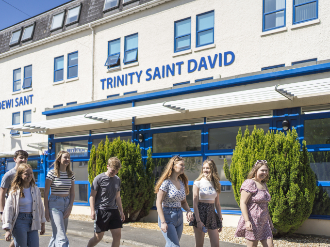 students around carmarthen campus
