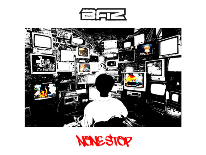 graphic design of a cover with screens and a person