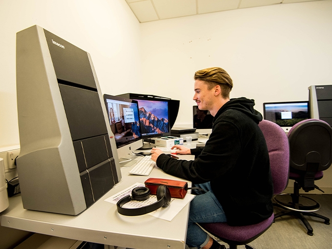student using digital space
