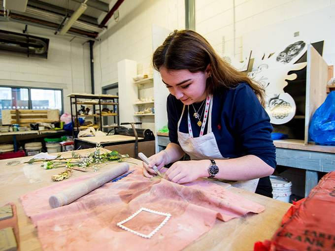 student using craft space