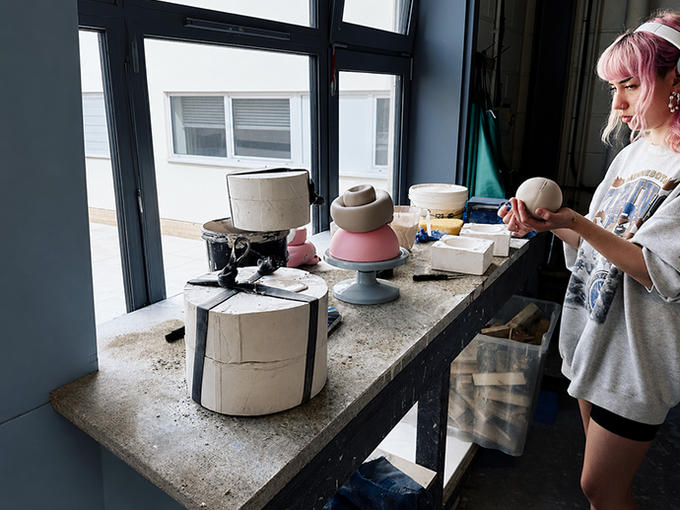student using craft space