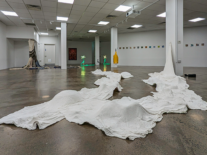 studio space with work on floor