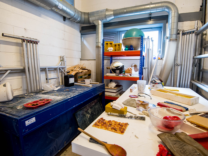 resin workshop materials on desk