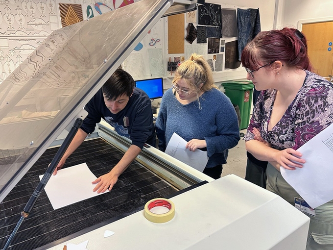 students using cutting technologies