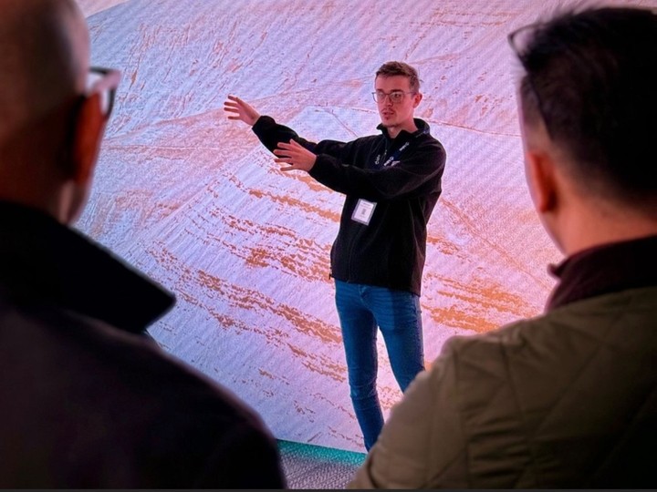 Nathan presenting in the immersive room
