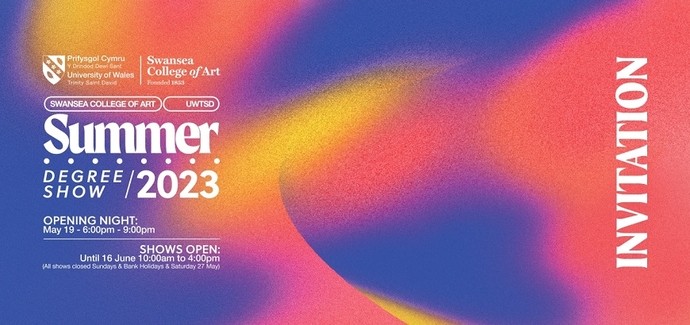 UWTSD Swansea college of Art Summer degree show invite 2023