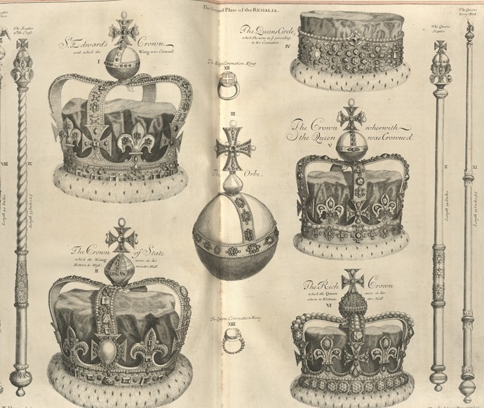Picture of various crowns used in Coronations 