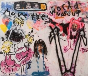 A colourful example of work by Professor Williams, a leading voice in contemporary British Art whose raw and powerful paintings stretch across vast canvases and reference Renaissance portraiture.
