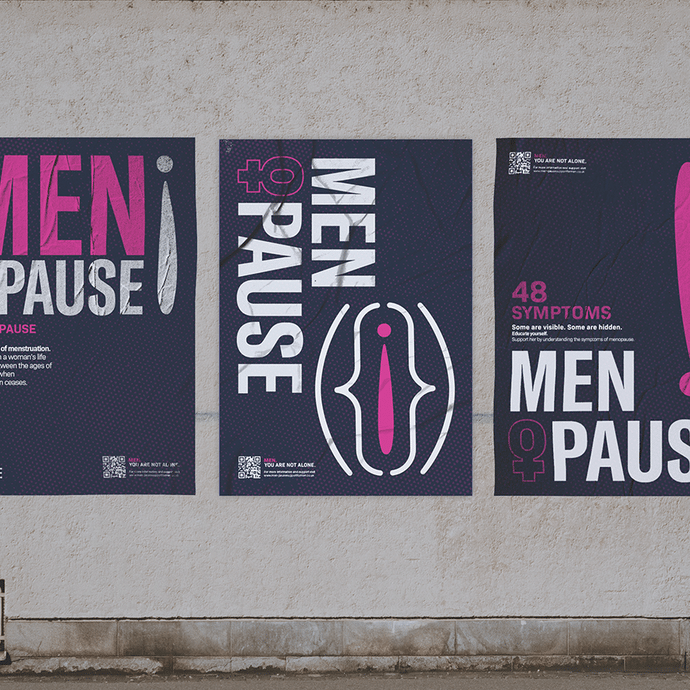 Mock-up showing Menopause Awareness Posters on a wall. 