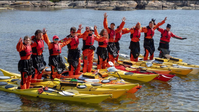 ElenyaMoore with her class mates on the Summer expedition  on kayaks on the lake 