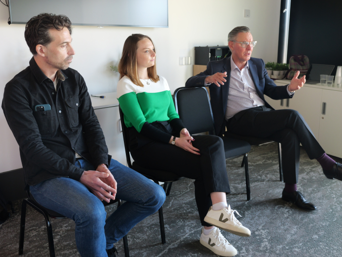 Chris Reeves, Vice President (EMEA) and Elizabeth Barr, the Head of Cisco Networking Academy for UKI-Nordics, and Tom Collins, Senior Developer from DVLA,