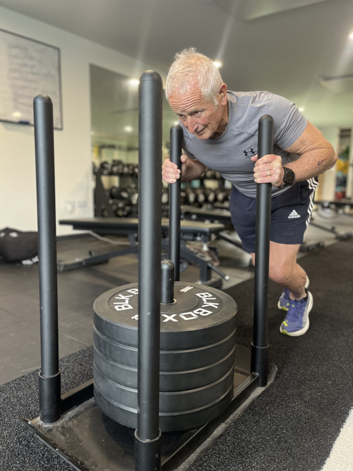 Image of Peter practicing on machine
