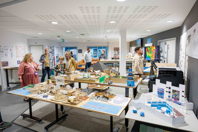architecture models around the building 