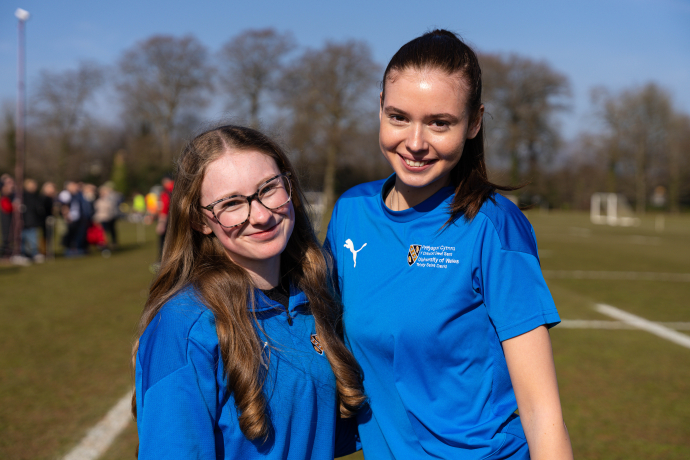 image of Joanna and Ffion pitchside