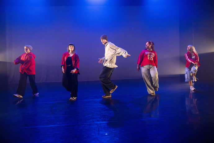 dance students performing a hip hop dance