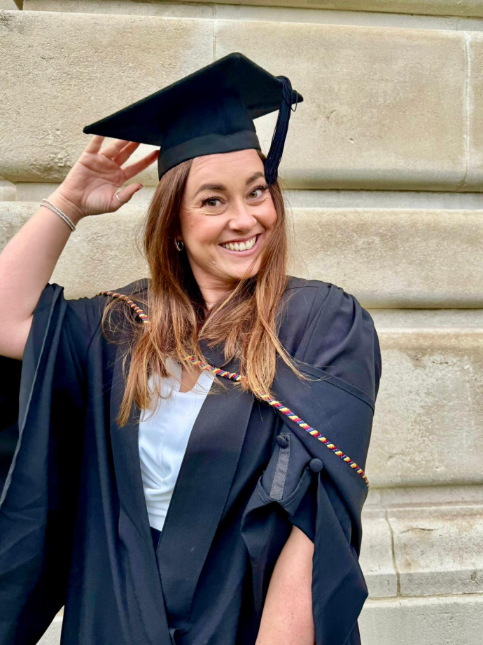 joanne bowers in her cap and gown