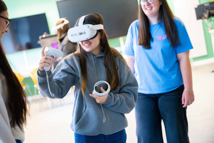 image of student with VR headset on 