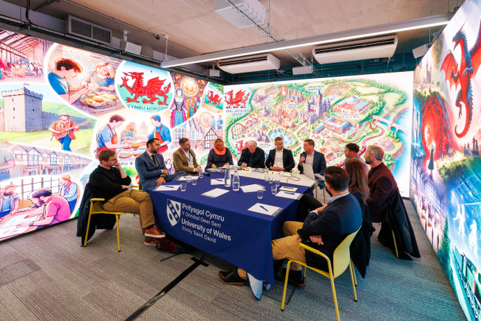 roundtable discussion in the immersive room 
