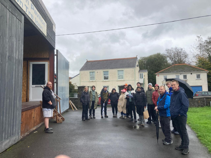 group photo outside Hwb Tywi 