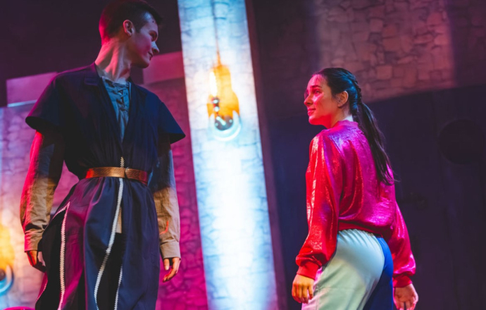 image of Llio Cynwal dancing in the panto 