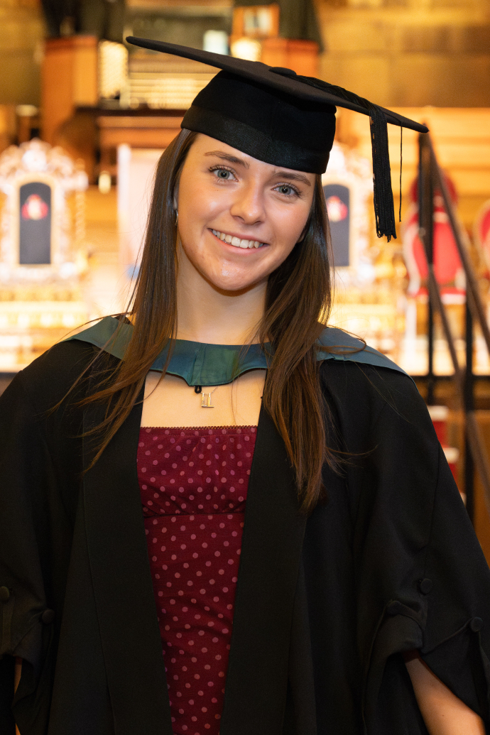 Llio Cynwal in her cap and gown 
