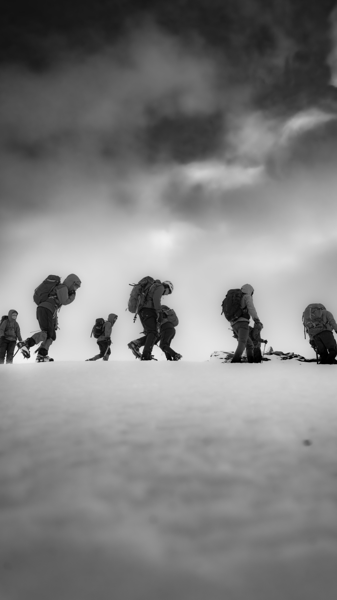 Students walking in the snow