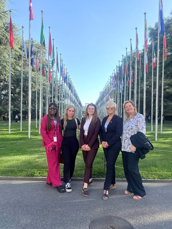 Image of the group outside the UN summit in Geneva