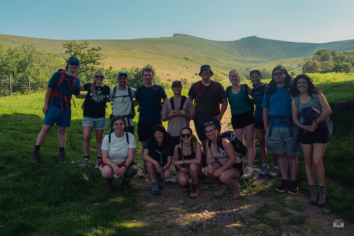 HWS students with UWTSD OAE students on bottom of Penyfan mountain 