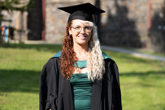 Image of Llinos Davies in her cap and gown 