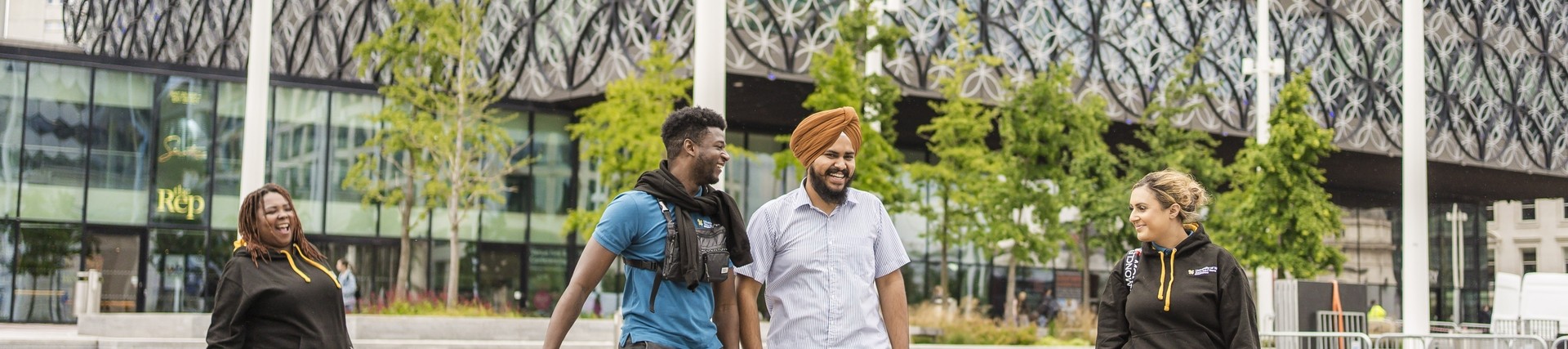 Students outside Birmingham library city centre