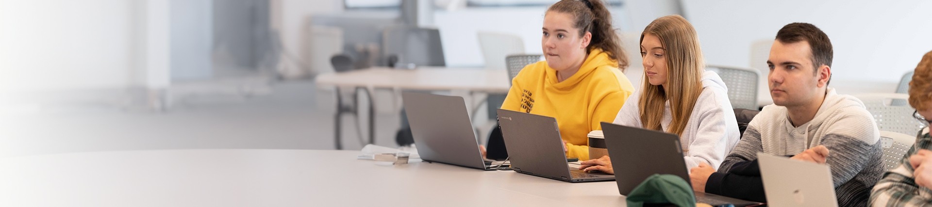 Row of students on laptops