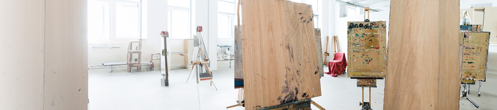 Easels in an art studio