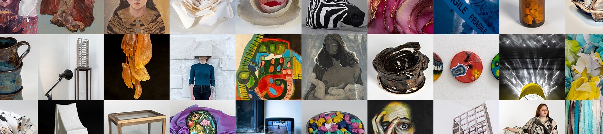 Thirty examples of work from the fine art class. 