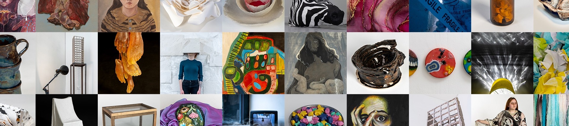 Thirty examples of work from the fine art class.