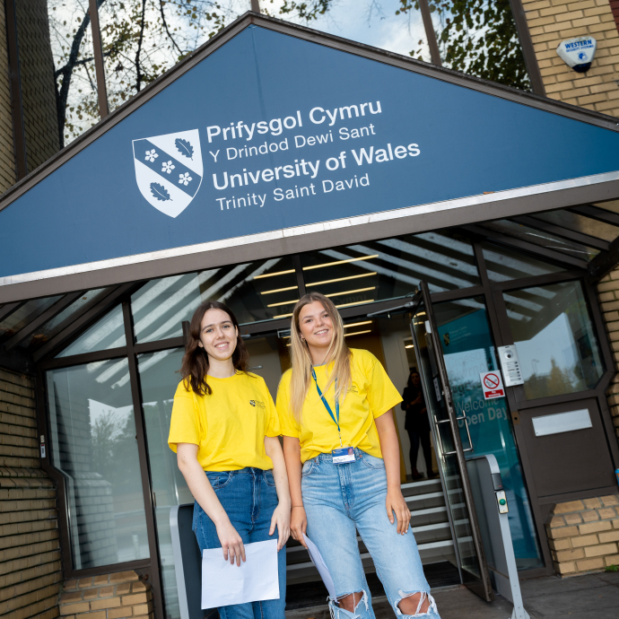 Student Ambassadors outside Haywood House Cardiff