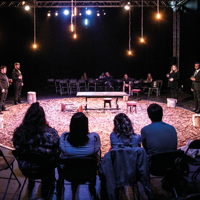 Group of people performing in a circle