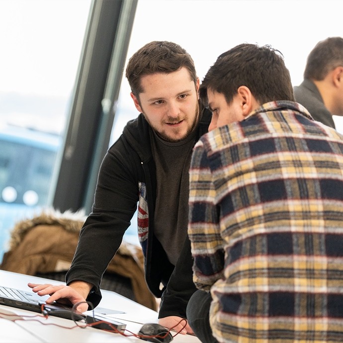 Two students in discussion