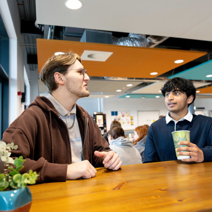 Two students having coffee