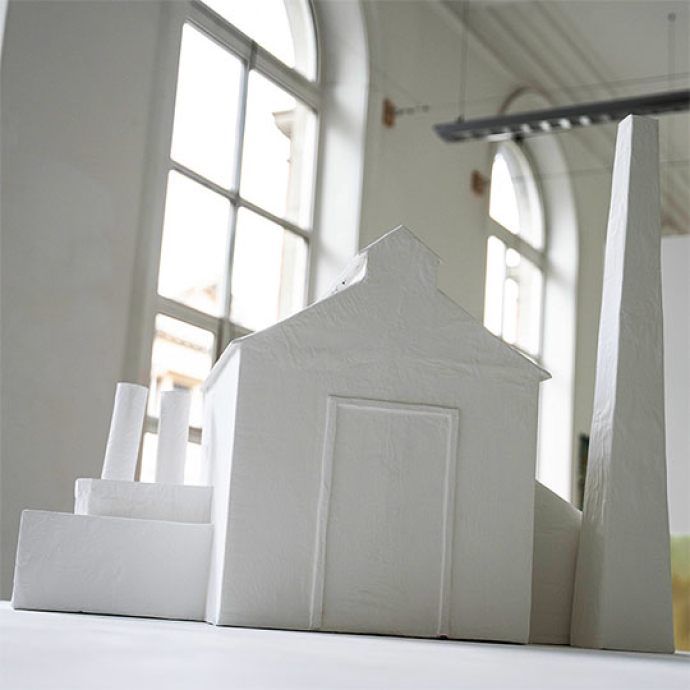 art and design of a white church building
