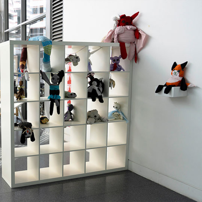 art and design of foxes on a shelf