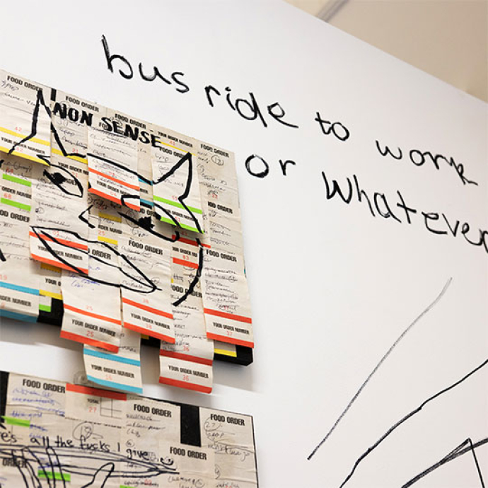 cat drawing on posted notes