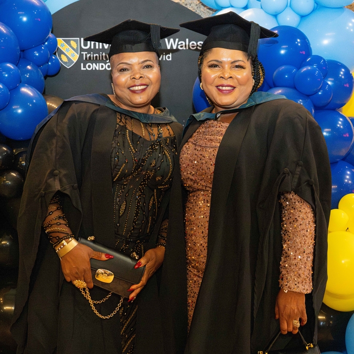 Lizzy Jest Esienna and Nwakaego Peace Elumese at UWTSD London graduation