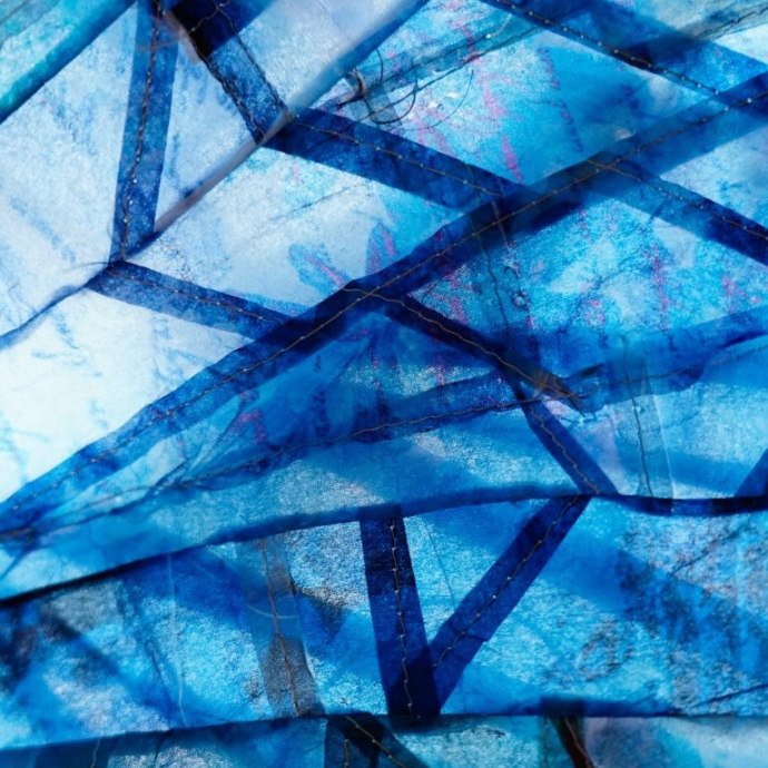A vibrant blue abstract art image