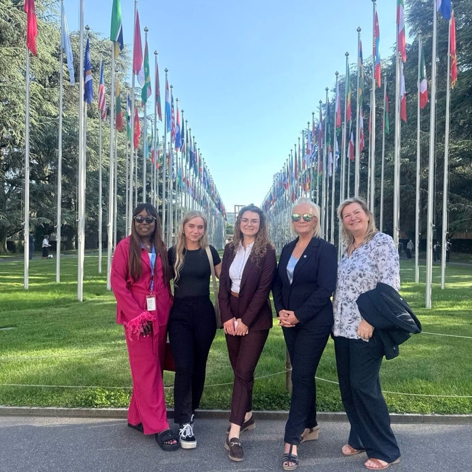 Image of the group outside the UN summit in Geneva